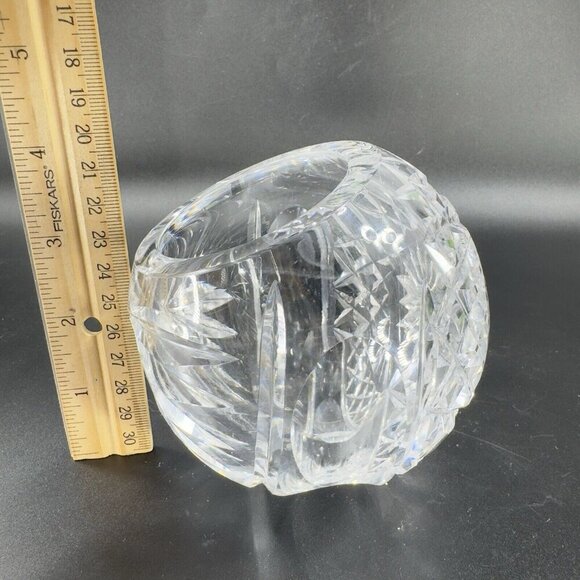 Vintage Clear Glass Crystal Orb Ashtray Sphere Bowl Dish Mid Century Marked VTG - Picture 3 of 14